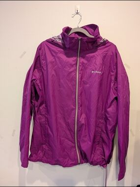 Columbia Lightweight Hooded Windbreaker Purple Gorpcore Hiking Spring Jacket 2X